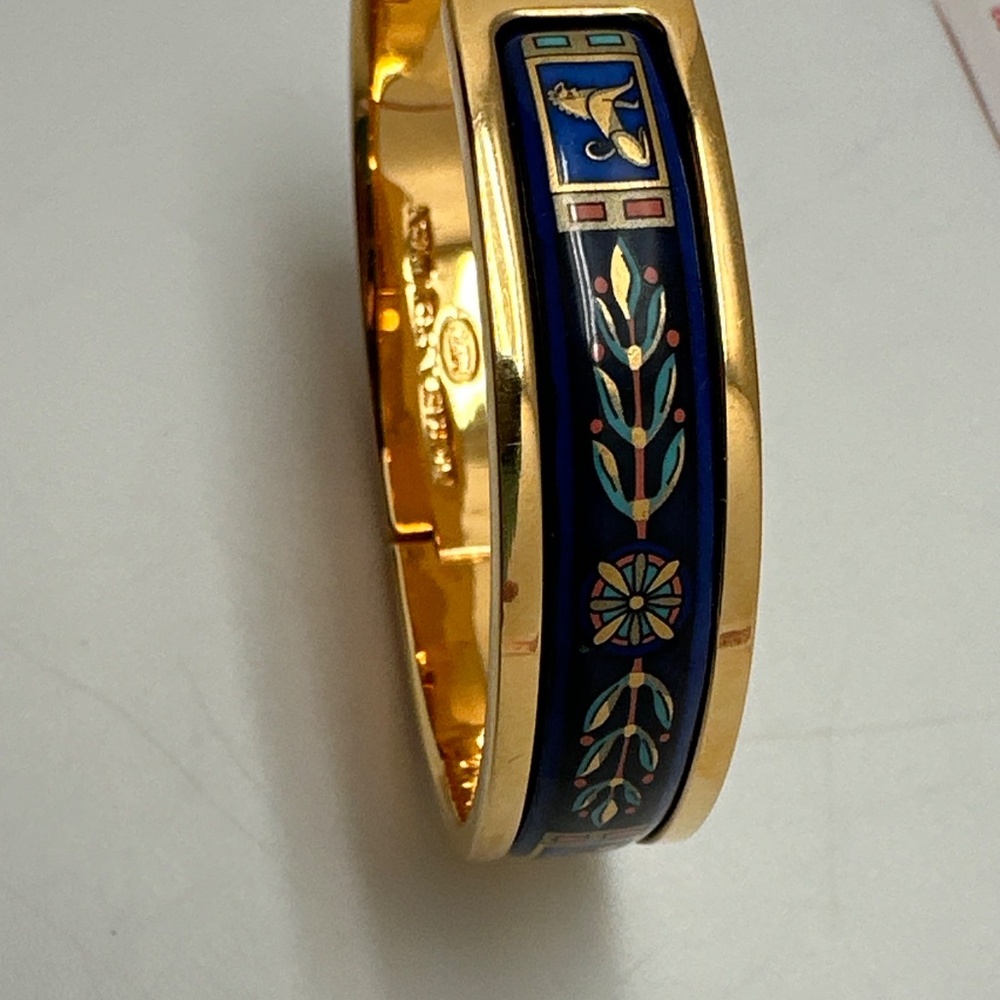 Vintage Michaela Frey Wien MFT Greco-Roman Lion Enamel Clasp Bangle Bracelet - Picture 13 of 16